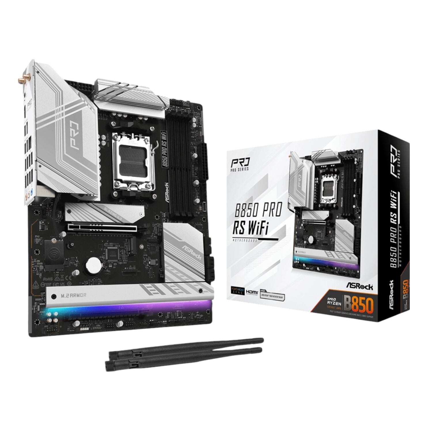 ASRock B850 Pro RS Wi-Fi ATX Motherboard (AMD AM5, DDR5, PCIe 5.0)