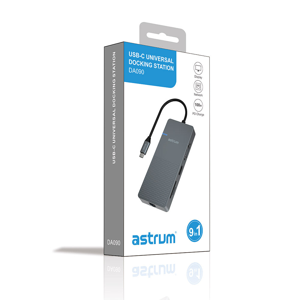 Astrum 9 IN 1 USB-C HDMI VGA RJ45 Connection Hub - DA090
