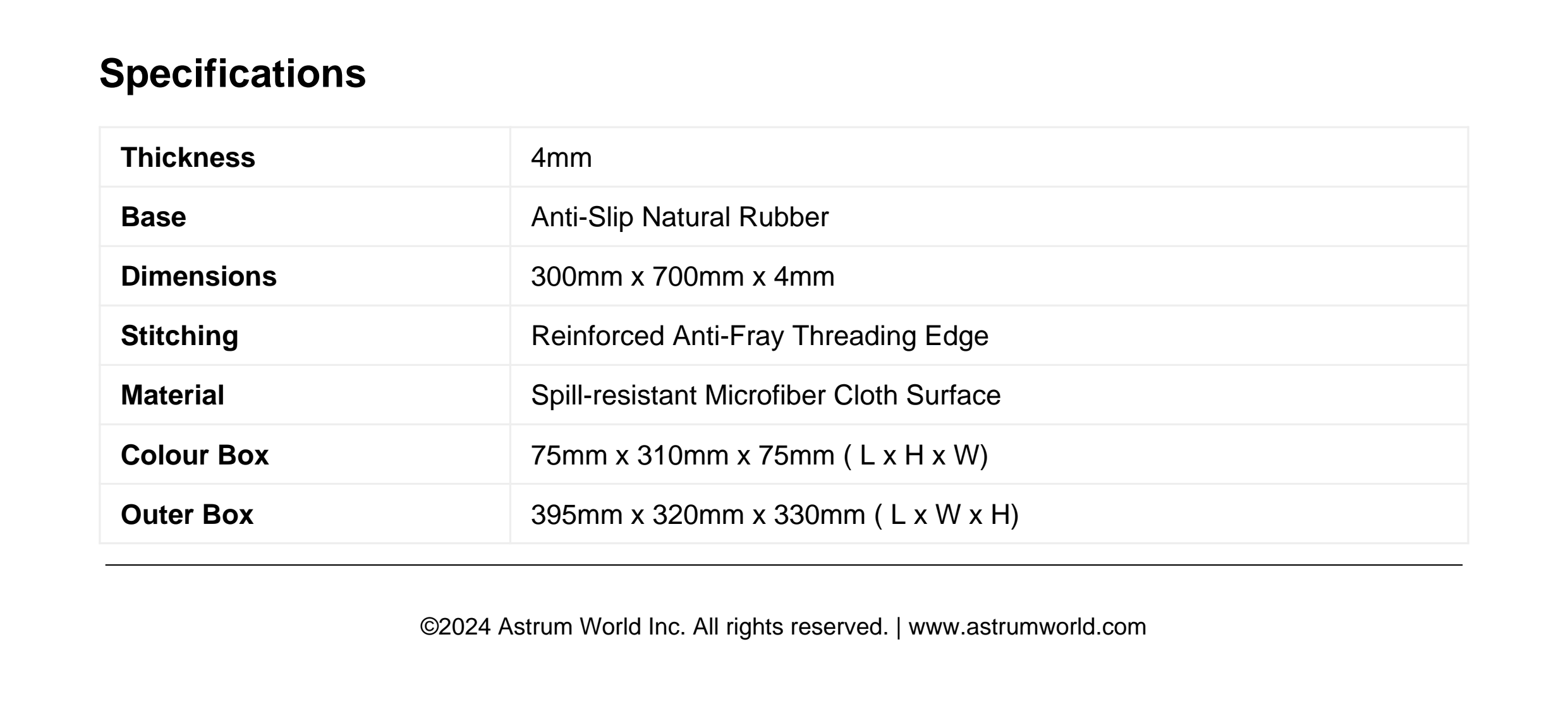 Astrum Large Desk Pad with Anti-Fray Stitched Edges & Rubber Base - MP730G
