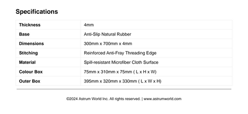 Astrum Large Desk Pad with Anti-Fray Stitched Edges & Rubber Base - MP730G