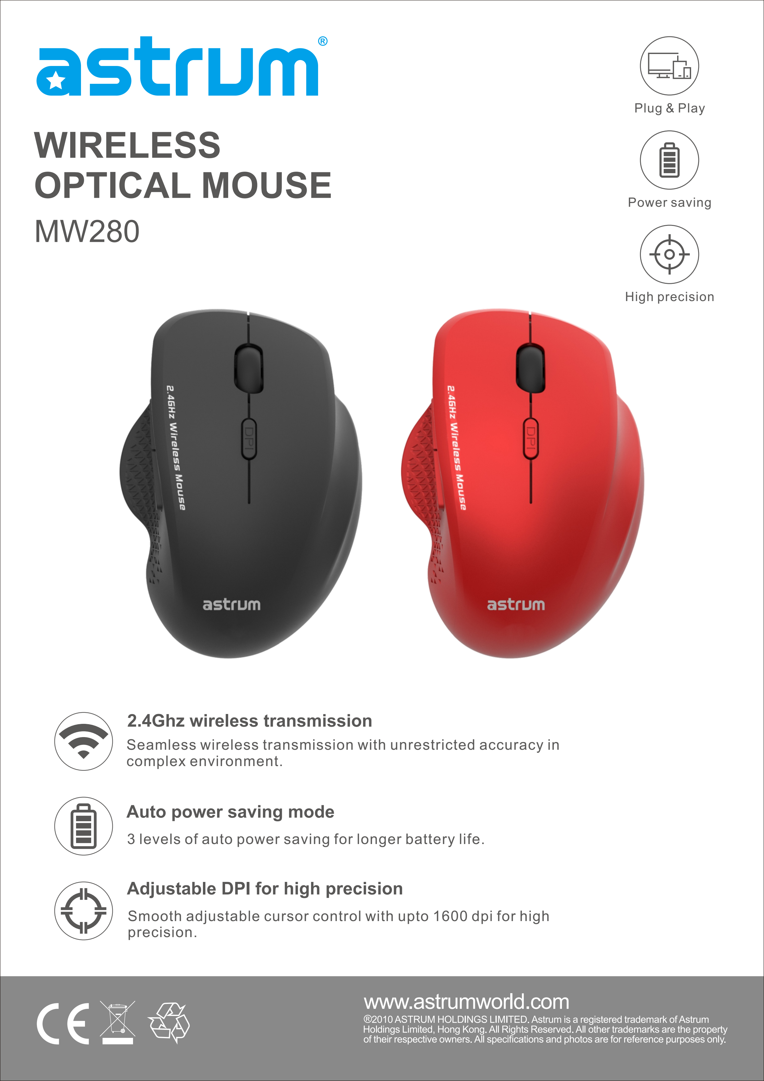 Astrum Wireless Optical Mouse - MW280